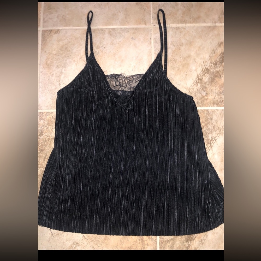 Iris black pleated tank top
